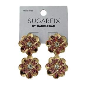 New Sugarfix by Baublebar Gold Pink Flower Earrings